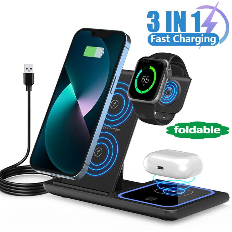 3-in-1 Foldable Magnetic Wireless Charging Station