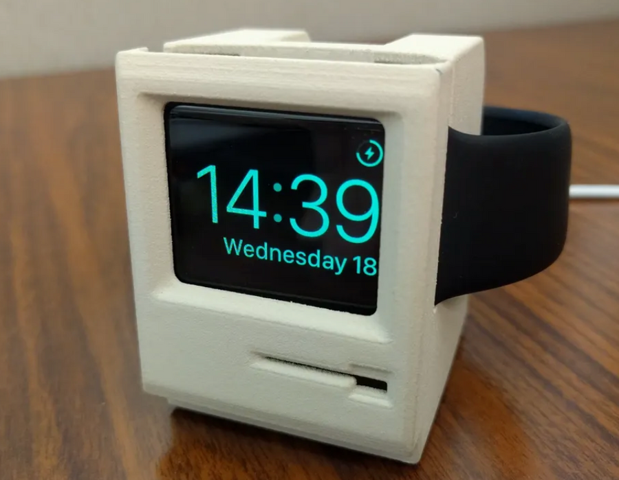 Retro mini-computer-shaped 3D-printed Apple Watch charging stand