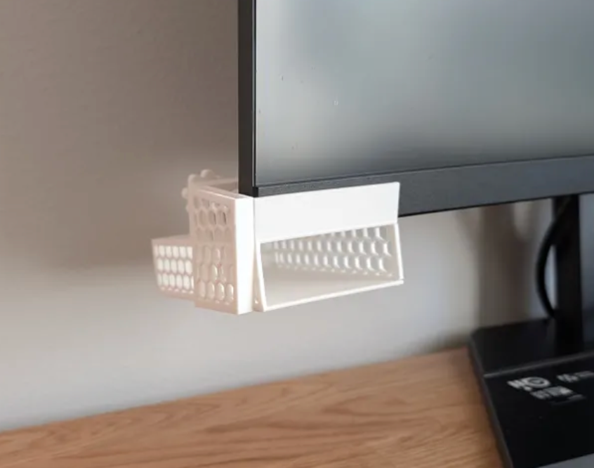 3D-printed under-monitor storage basket